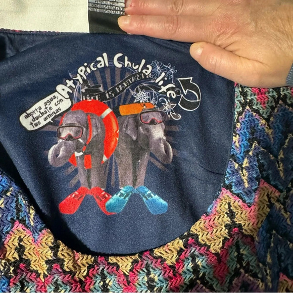 Desingual Atypical  Chula Life Multi Coloured Lined Dress Side Zip Size Medium - Picture 5 of 14